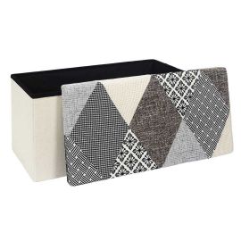 Grey Patchwork Foldable Bench Trunk Ottoman Hd7492