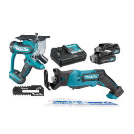 Makita 12V MAX Li-Ion Carbon Less Recipro Saw + Drywall Cutter + ACCS JR105SD100-COMBO 