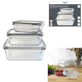 Set Of 3 Glass Containers With Airtight Lids Kb5667