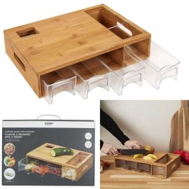 BAMBOO CUTTING BOARD WITH 4 DRAWERS 1L KD3360