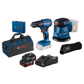 Bosch Corldess Woodworking Kit 185 with Drill+ Sander Brushless 2x4Ah Battery + Charger + Tool Bag