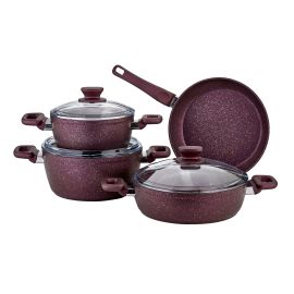DEFNE 7 PCS GRANITE COOKING SET (PURPLE) (S-8901)
