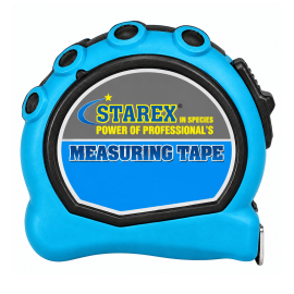 Starex Measuring Tape 10mx25mm White Blade Cms Blue Rubber Cover ST22352