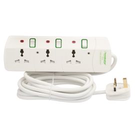 Terminator 3 Way Universal Power Extension Socket 13A 3M TPB 3G